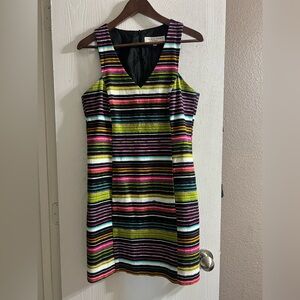 TRINA TURK Multicolored Striped Lined Shift Dress with Pockets Women's Size 6
